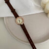 Colorful Round Face Brown Leather Watch for Ladies
