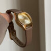Dainty Gold Square Face Brown Leather Women‘s Watch