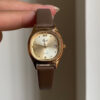 Dainty Gold Square Face Brown Leather Women‘s Watch