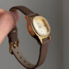 Dainty Gold Square Face Brown Leather Women‘s Watch