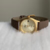 Dainty Gold Square Face Brown Leather Women‘s Watch