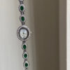Vintage Zircon Small Oval Face Silver Bracelet Watch