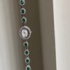 Vintage Zircon Small Oval Face Silver Bracelet Watch