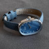 Blue Mother of Pearl Oval Face Leather Watch