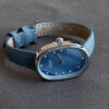 Blue Mother of Pearl Oval Face Leather Watch
