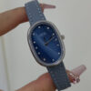Blue Mother of Pearl Oval Face Leather Watch
