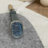 Blue Mother of Pearl Oval Face Leather Watch