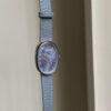 Blue Mother of Pearl Oval Face Leather Watch