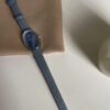 Blue Mother of Pearl Oval Face Leather Watch