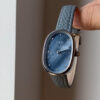 Blue Mother of Pearl Oval Face Leather Watch