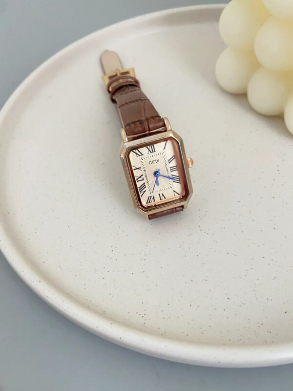 Vintage Roman Numeral Dial Brown/Black Leather Watch