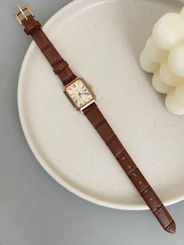 Vintage Roman Numeral Dial Brown/Black Leather Watch