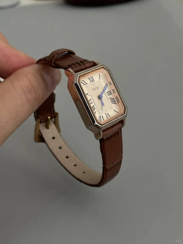 Vintage Roman Numeral Dial Brown/Black Leather Watch