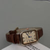 Vintage Roman Numeral Dial Brown/Black Leather Watch