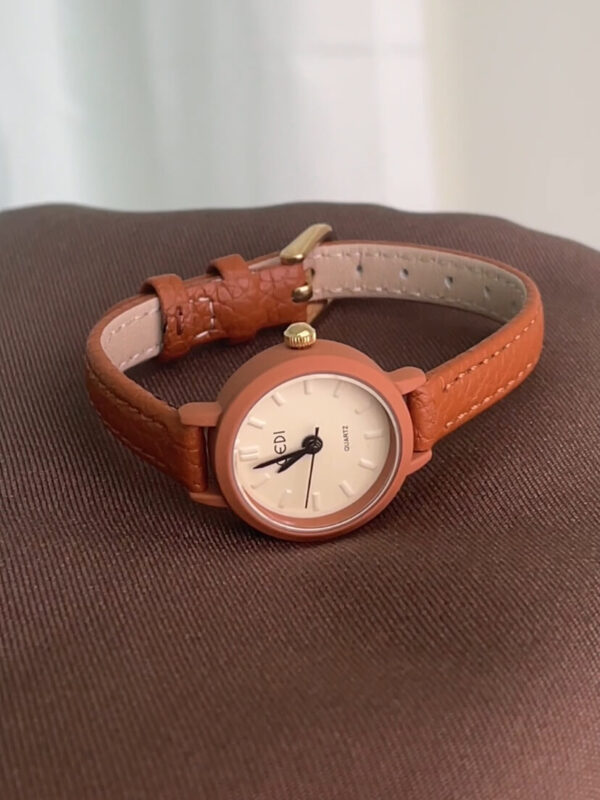 Small Round Face Blue/Orange/Black Leather Watch