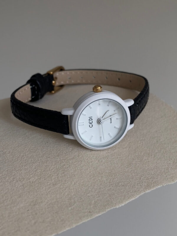 Small Round Face Blue/Orange/Black Leather Watch
