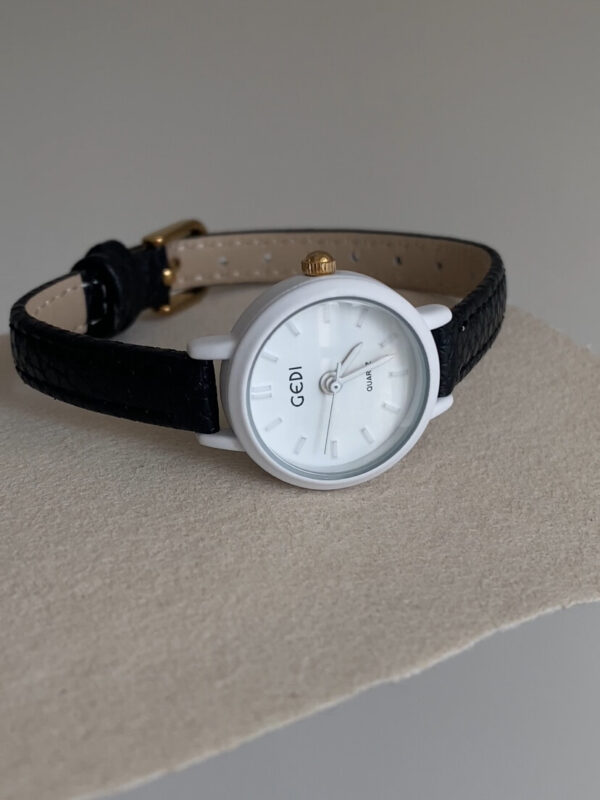 Small Round Face Blue/Orange/Black Leather Watch