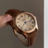 Classic Brown/Black Round Genuine Leather Women's Watch