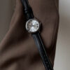 Classic Brown/Black Round Genuine Leather Women's Watch