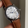 Classic Brown/Black Round Genuine Leather Women's Watch
