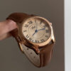Classic Brown/Black Round Genuine Leather Women's Watch