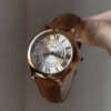 Classic Brown/Black Round Genuine Leather Women's Watch