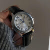 Classic Brown/Black Round Genuine Leather Women's Watch