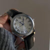 Classic Brown/Black Round Genuine Leather Women's Watch