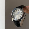 Classic Brown/Black Round Genuine Leather Women's Watch