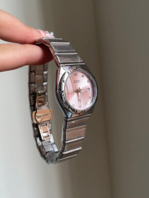 Pink/Purple Round Face Silver Bracelet Ladies Watch