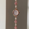 Dainty Pink Zircon Cherry Blossom Gold Round Face Watch