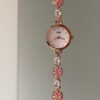 Dainty Pink Zircon Cherry Blossom Gold Round Face Watch