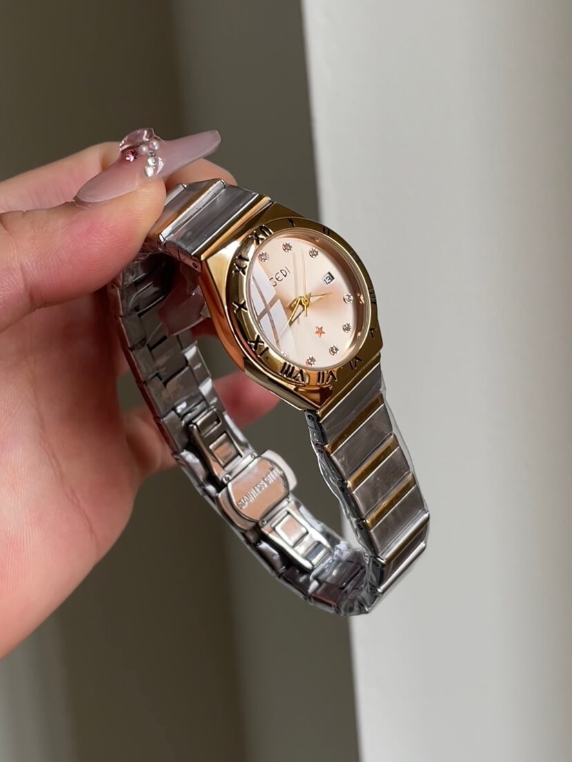 Gold&Silver Two-tone Round Face Ladies Watch