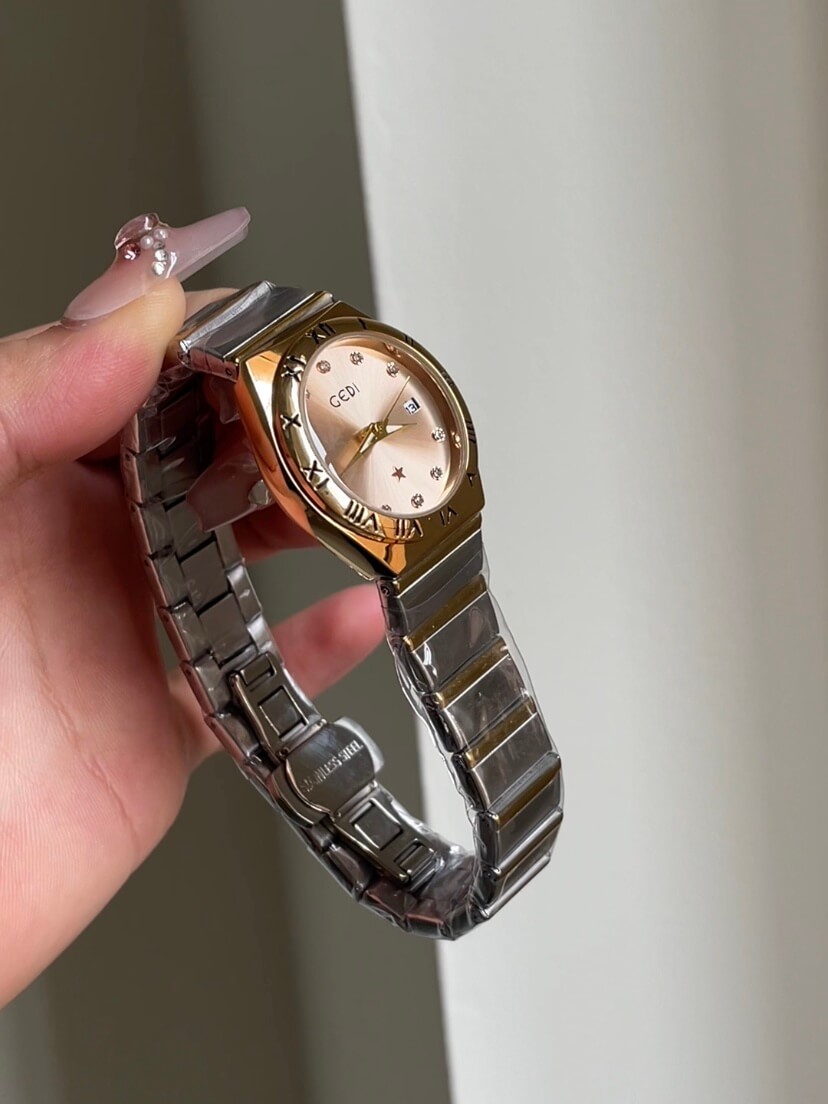 Gold&Silver Two-tone Round Face Ladies Watch