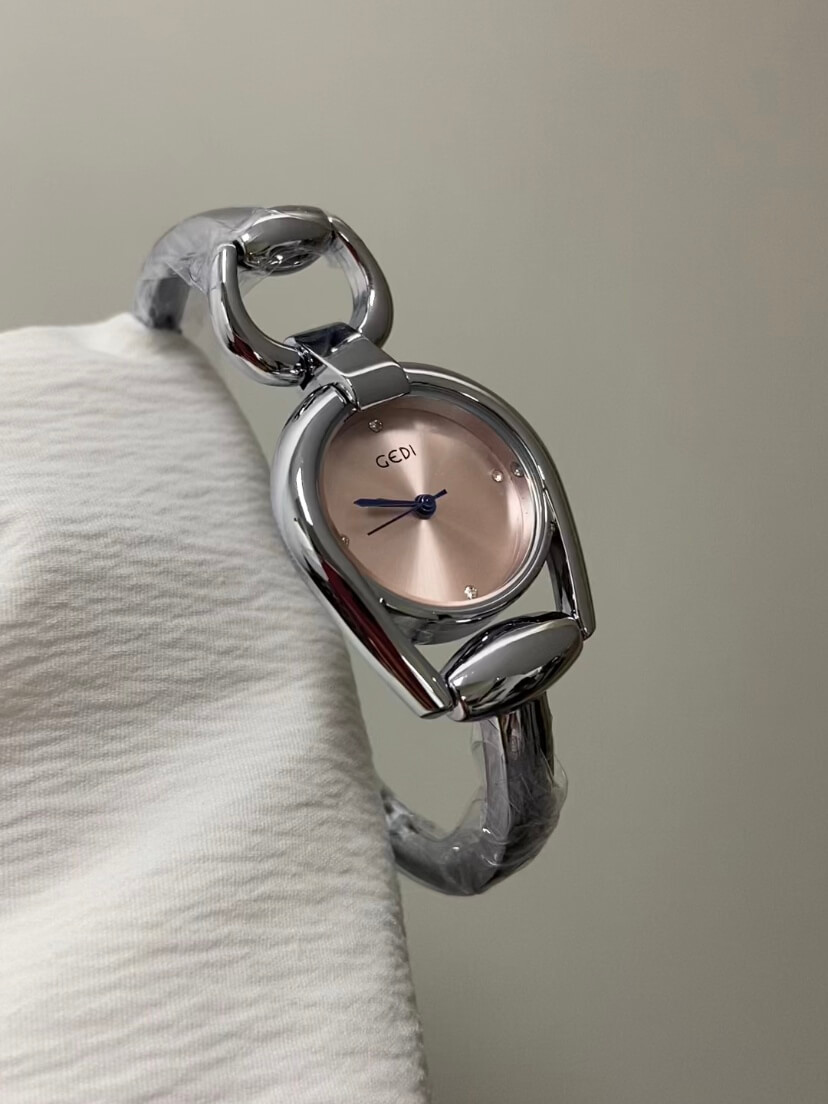 Chic Pink/Gold Irregular Dial Watch for Women