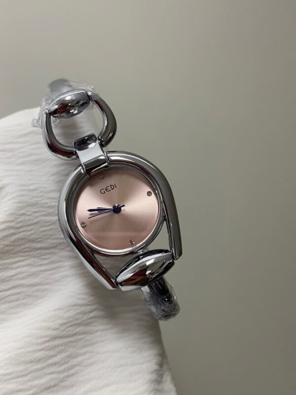 Chic Pink/Gold Irregular Dial Watch for Women