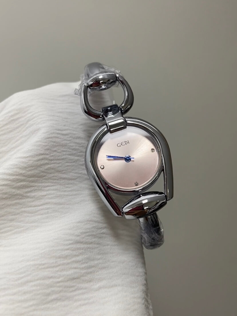 Chic Pink/Gold Irregular Dial Watch for Women