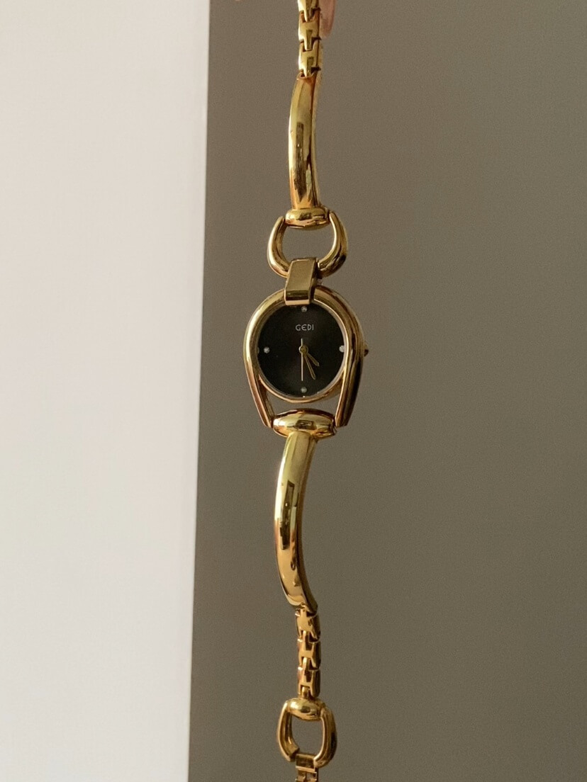 Chic Pink/Gold Irregular Dial Watch for Women