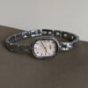 Dainty Mother of Pearl Oval Face Silver Bracelet Watch