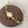 Vintage Gold Oval Small Face Bracelet Watch for Women