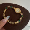 Vintage Gold Oval Small Face Bracelet Watch for Women