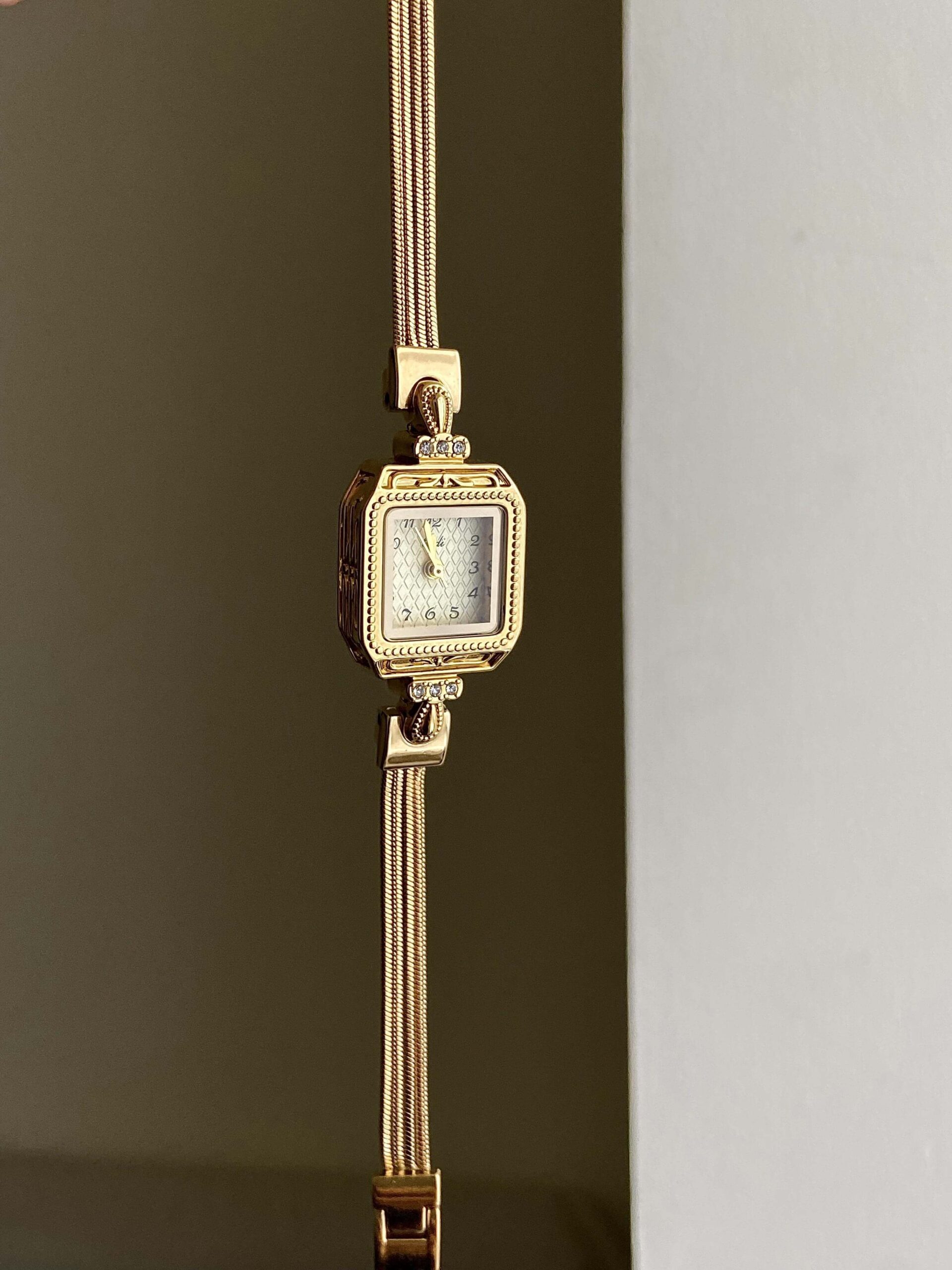 Vintage Style Small Square Face Gold Bracelet Watch