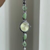 Chic Green/Pink Round Face Watch for Women