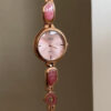 Chic Green/Pink Round Face Watch for Women