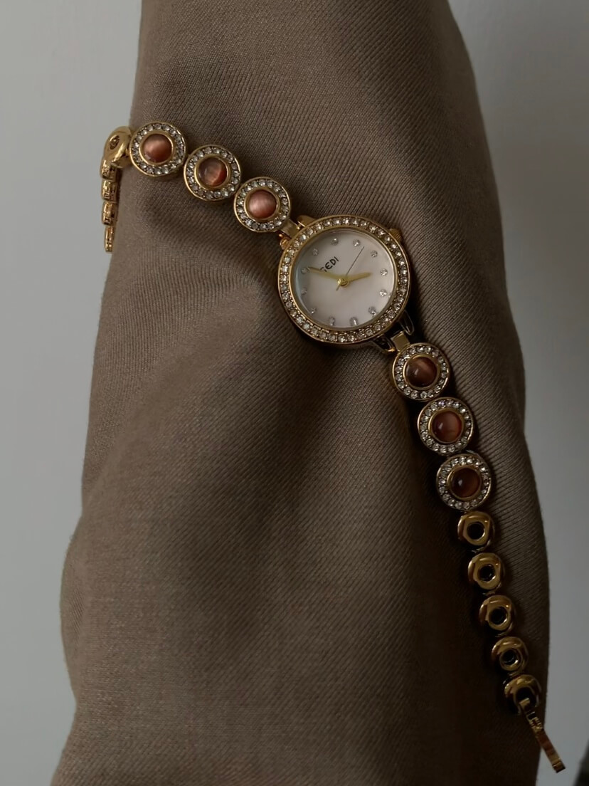 Vintage Style Natural Cat's Eye Stone Bracelet Watch