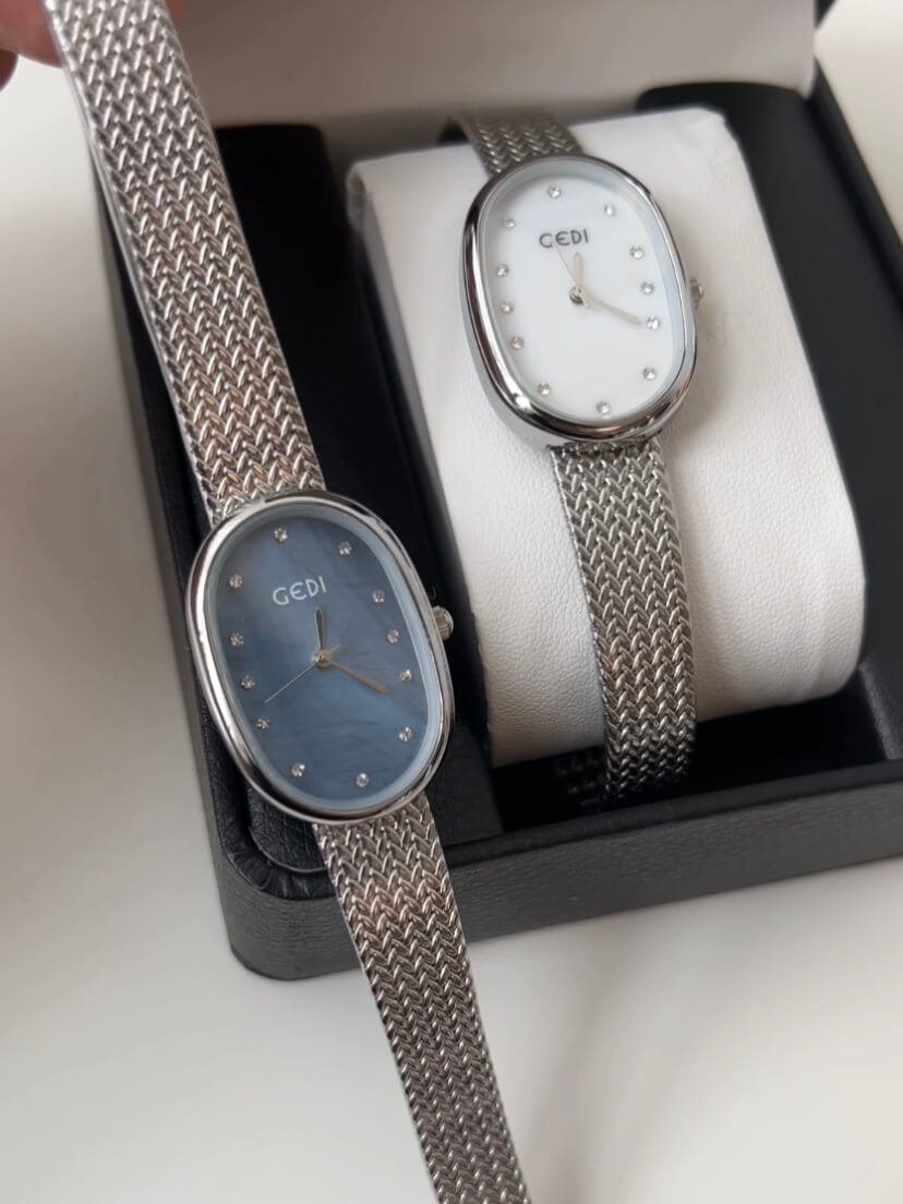 Minimalist Mother of Pearl Oval Face Bracelet Watch