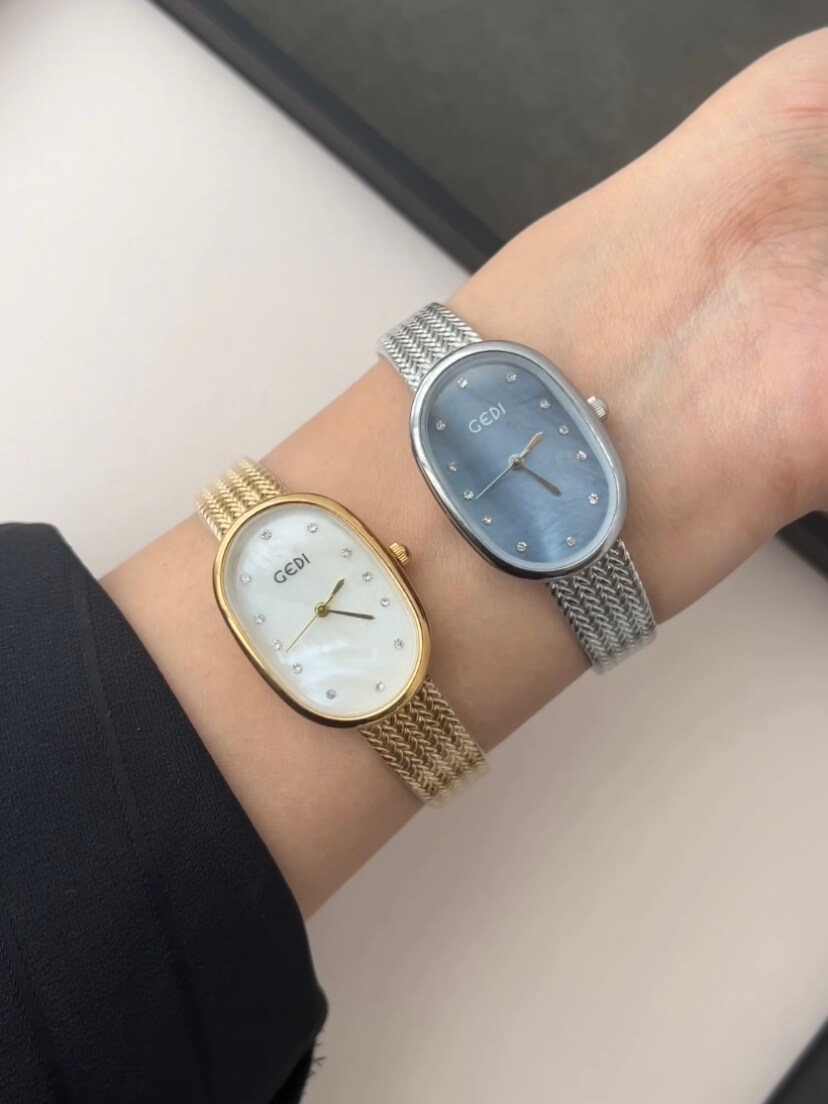 Minimalist Mother of Pearl Oval Face Bracelet Watch