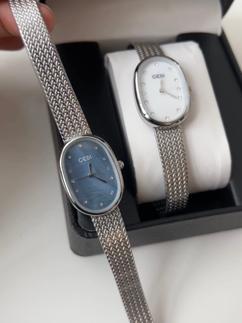 Minimalist Mother of Pearl Oval Face Bracelet Watch