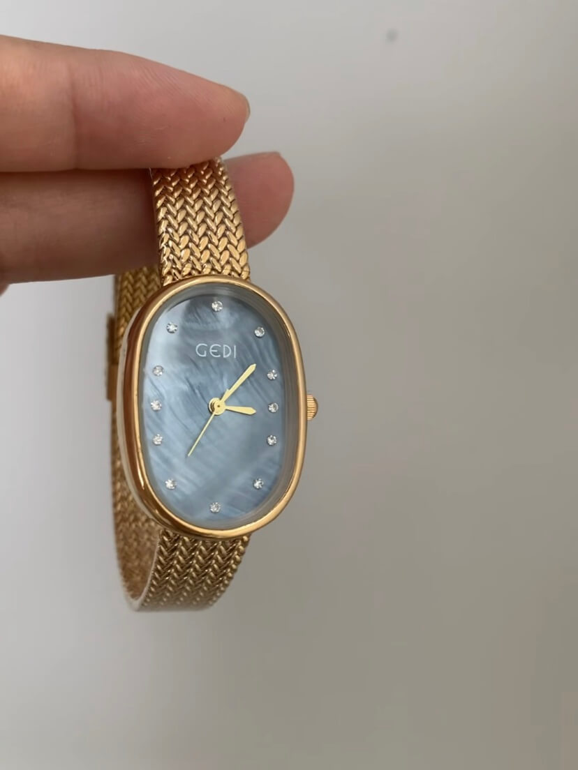 Minimalist Mother of Pearl Oval Face Bracelet Watch