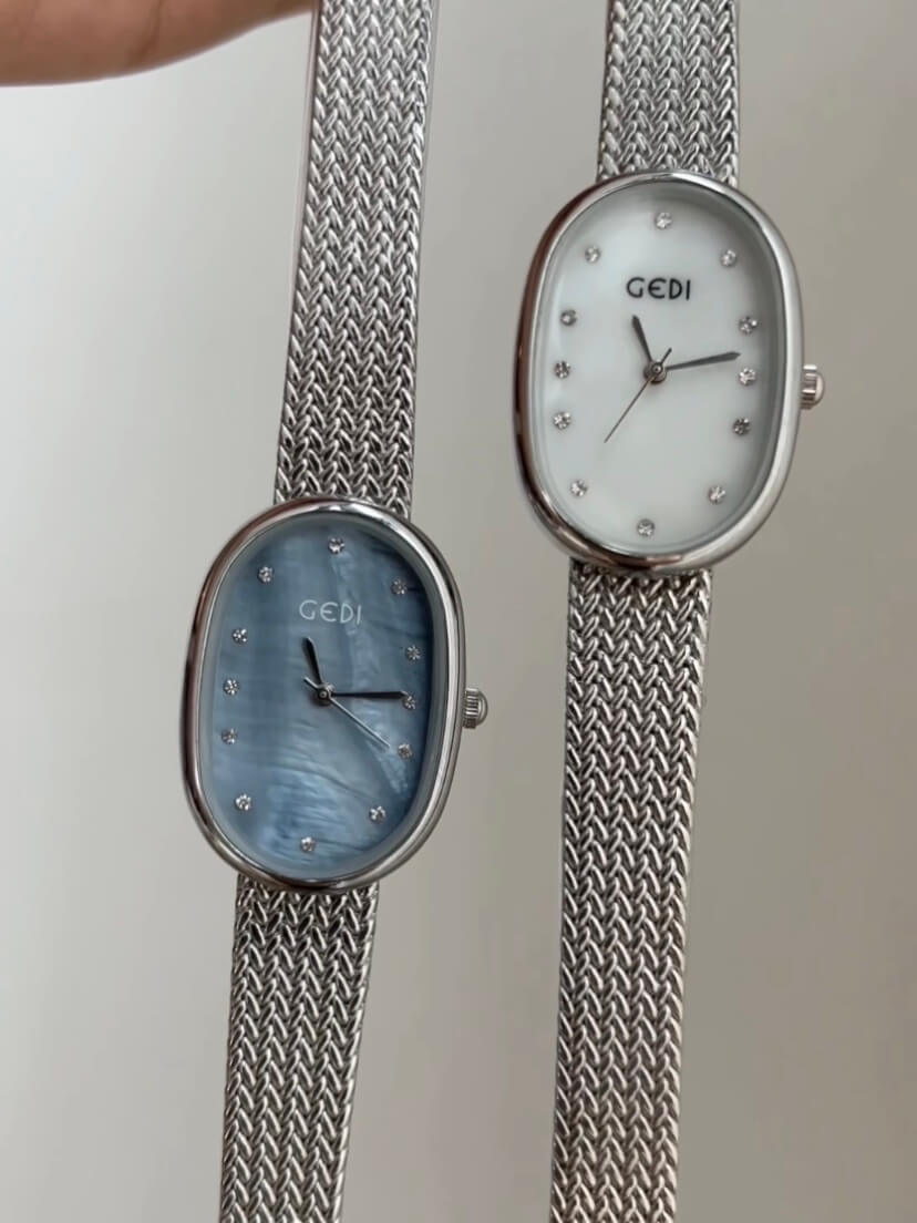 Minimalist Mother of Pearl Oval Face Bracelet Watch